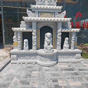 六安芝麻白中国黑石材套墓 花岗岩墓碑